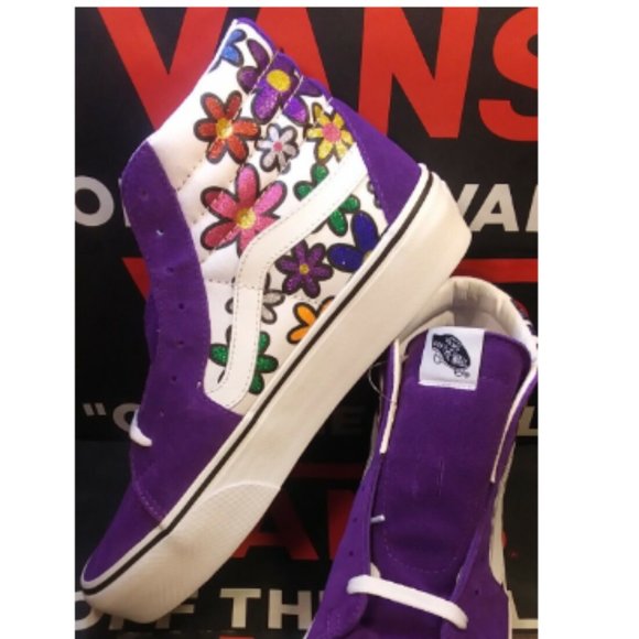 VANS Sk8-Hi Platform 2 Glitter Daisies Rainbow White Purple Men's 3.5/Women's 5 - Picture 10 of 12